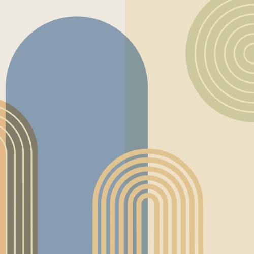 Multi Retro Geometric Arches Mural