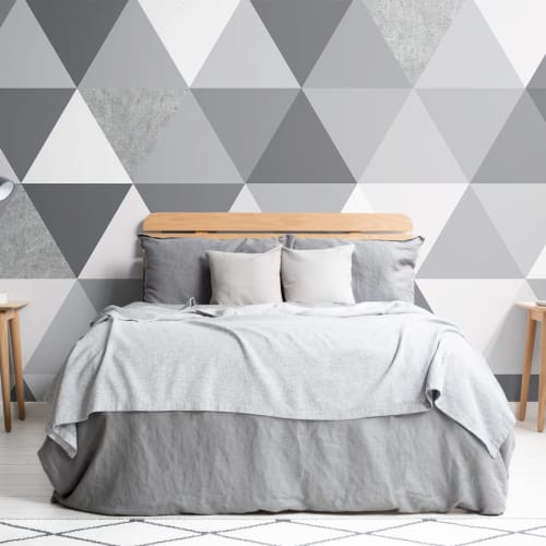 Grey Concrete Texture Geometric Triangle Wallpaper Mural