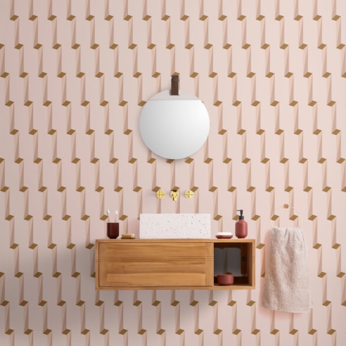 Roz 3D Effect Modern Geometric Repeat Pattern Wallpaper