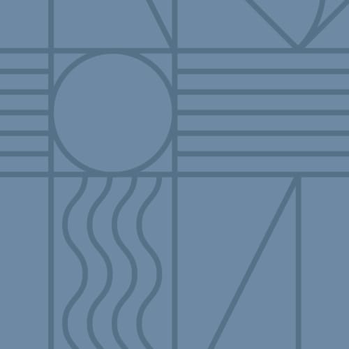 Deep Blue Geometric Lines and Curves Repeat Pattern Wallpaper