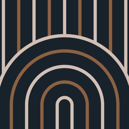 Navy and Mustard Retro Loop Repeat Pattern Wallpaper