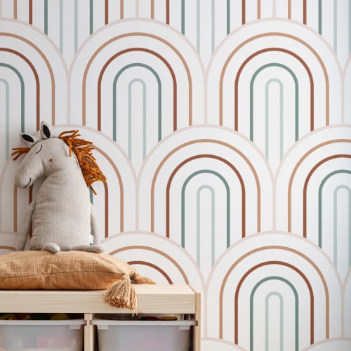 Multicolor Minimalist Loop Repeat Pattern Wallpaper