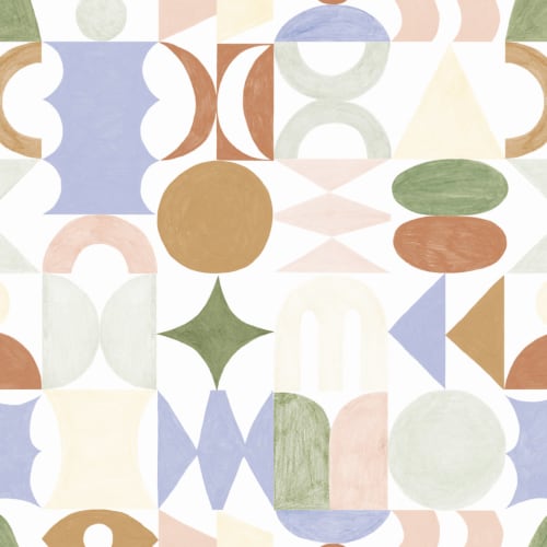 Multicolor Pastel Geometric Totem Shapes Wallpaper