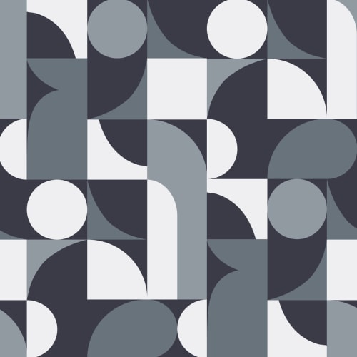 Blue Mid-Century Geometric Collage Wall Mural