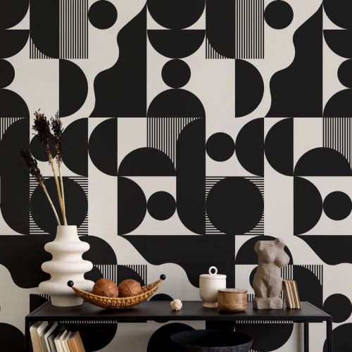 Tapet negru cu forme geometrice moderne