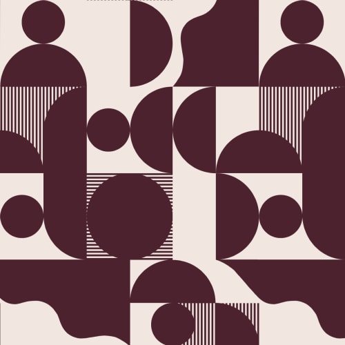 Burgundy Modern Geometric Shapes Wallpaper