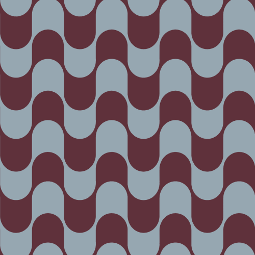 Blue & Burgundy Retro Wavy Striped Wallpaper