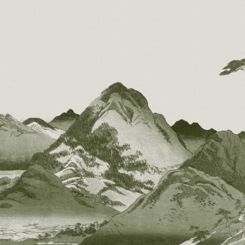 Grønt japansk fjellandskap fototapet av kunst