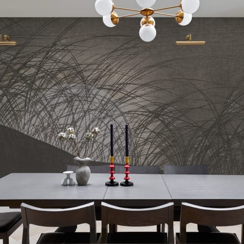 Dark Nature Japandi Grass Scene Komorebi Wall Mural