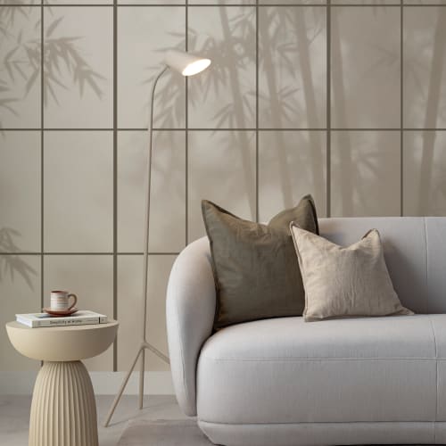 Beige japansk shoji-stil lys bambus fototapet