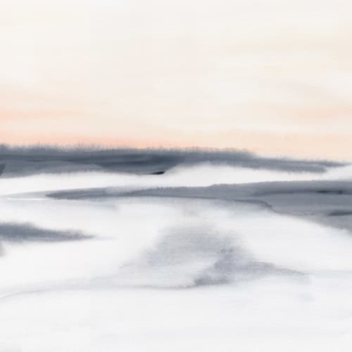 Calm Watercolor Sky and Landscape Wallpaper Mural