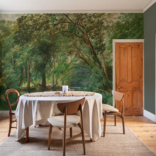Trees Over the River Wall Mural