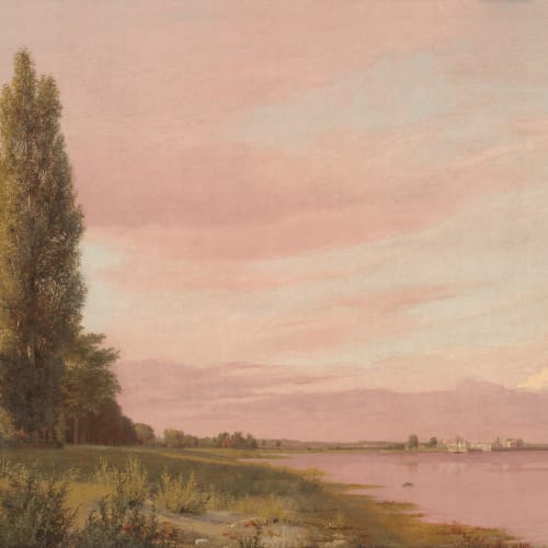 Waters Edge auringonlasku Vintage maisema kuvatapetti Christen Købke