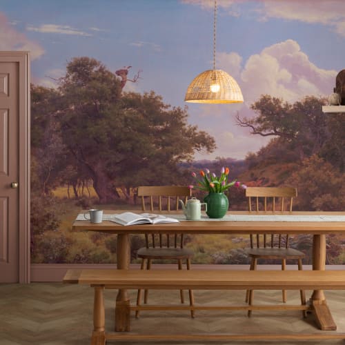 Sunset Countryside Landscape Mural-tapeter Doe Glade av P. C. Skovgaard