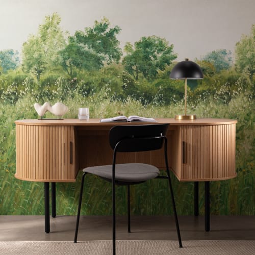 Green Summer Meadow Oil Painting Mural