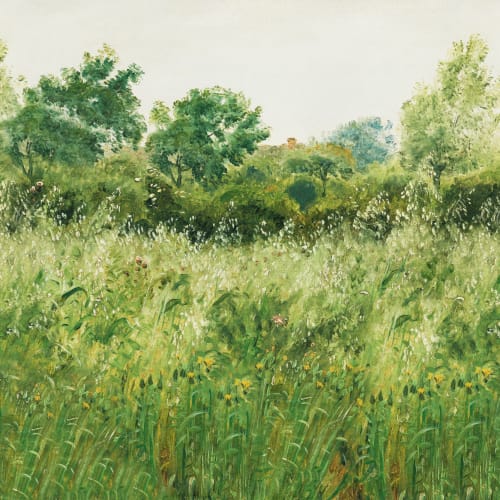 Green Summer Meadow Oil Painting Mural