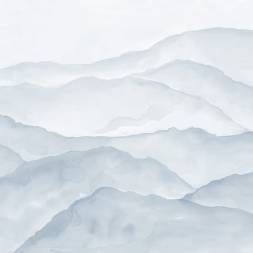 Lyseblå akvarellfjell veggmaleri