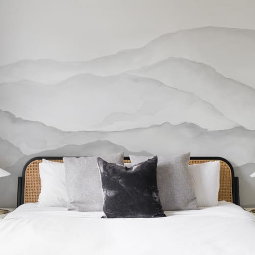 Light Gray Watercolor Mountain Mural