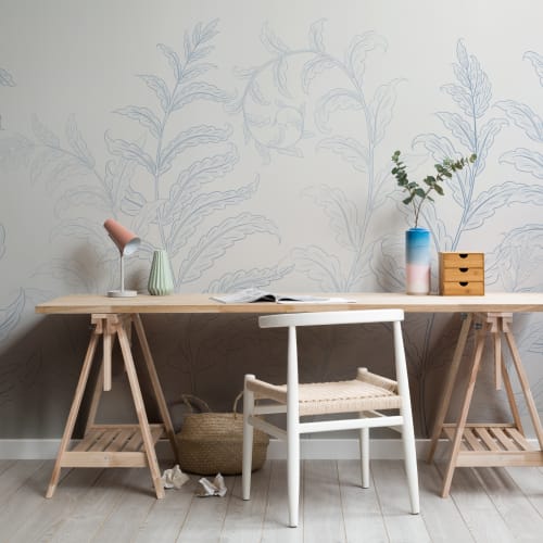 Fototapet med blå botaniske bregner