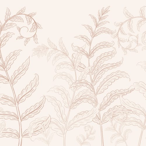 Terracotta Botanical Ferns Mural