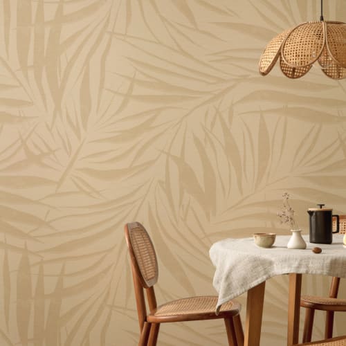 Sombra Light Neutral Palm Leaf Wall Mural with Soft Textured Effect