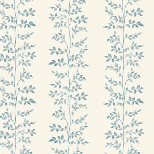 Blue Botanical Leaf Pattern Mural For Serene Spaces