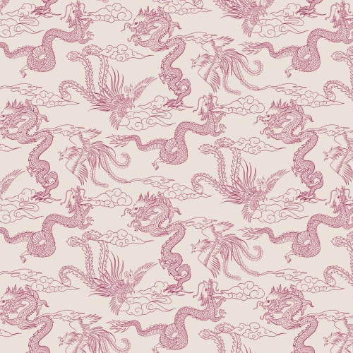Raspberry kinesisk drake och Phoenix Outline Wallpaper