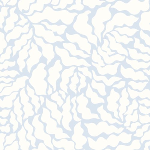 Sky Blue and Cream Abstract Botanical Repeat Pattern Wallpaper