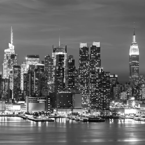 Gråtonet New York-landskab Tapetmaleri