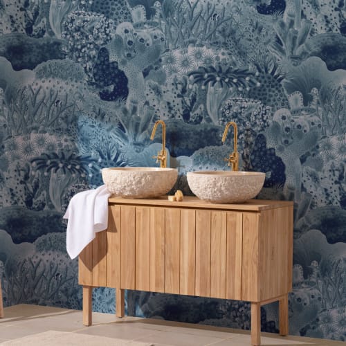 Navy Vintage Illustrations Marine Plants Mural