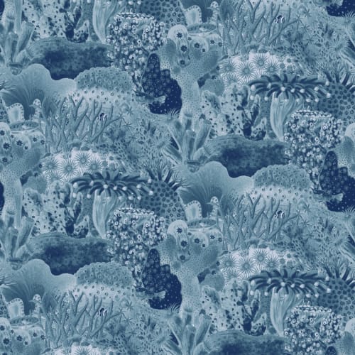 Navy Vintage Illustrations Marine Plants Mural