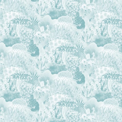 Blue Vintage Illustrations Marine Life Wallpaper