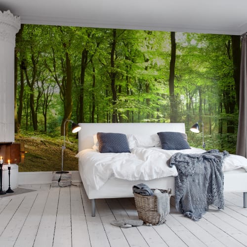 Wall mural with forest motif