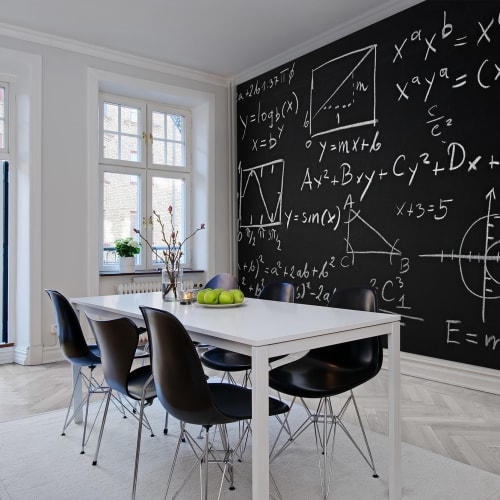 Writing and numbers on math wall mural