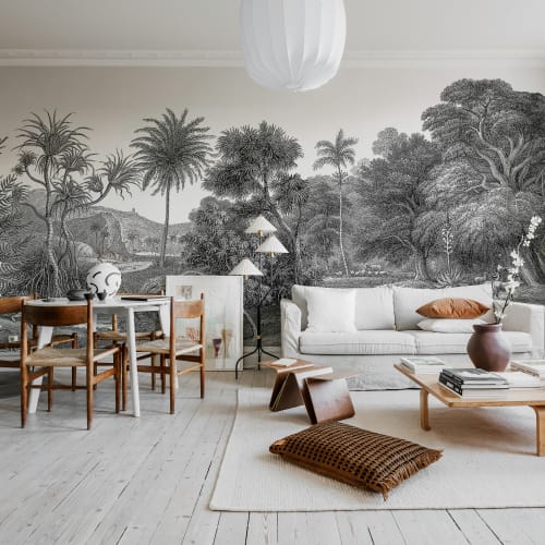 WALL MURAL REMINISCENT OF COPPERPLATE PRINTS