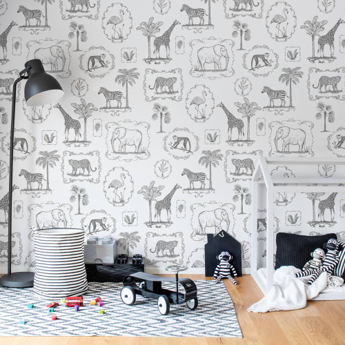 Een ontwerp van exotische dieren op een mural
