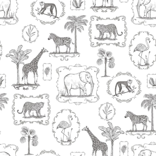 Een ontwerp van exotische dieren op een mural