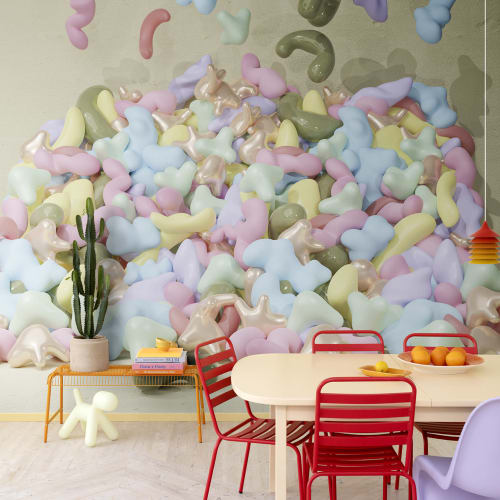 Cool 3D bubblegum behangontwerp