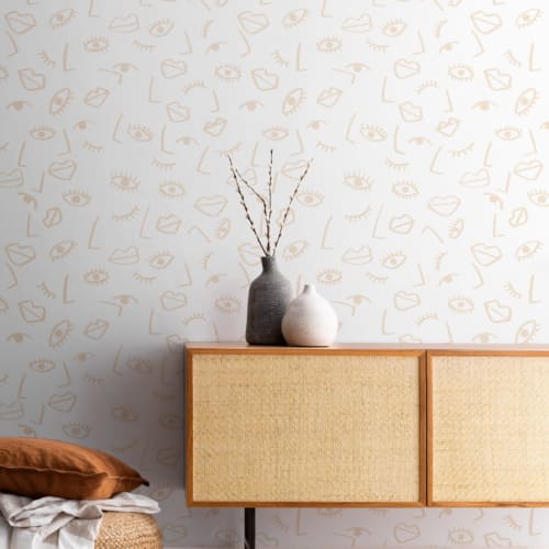 Mural Papel Pintado Efecto Cara Beige