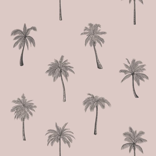 Minimalist Pink Palm Tree Repeat Pattern Wallpaper