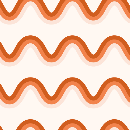Terracotta Orange 70's Retro Waves Repeat Pattern Wallpaper