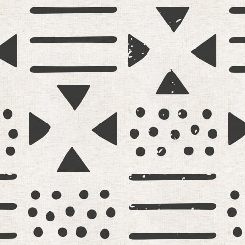 Black & Neutral Tribal Canvas Wallpaper Mural