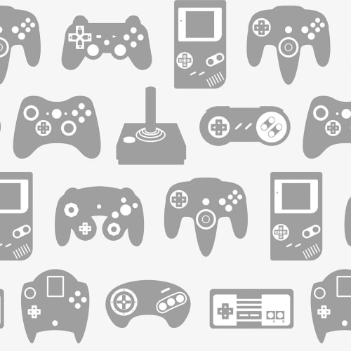 Lichtgrijs Retro Spel Behang Muurschildering