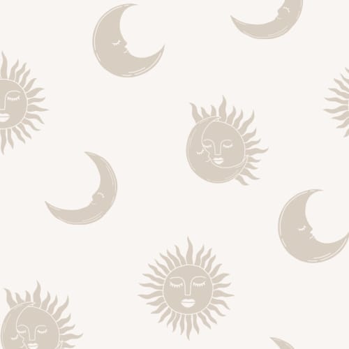 Sun and Moon Neutral Boho Repeat Pattern Wallpaper