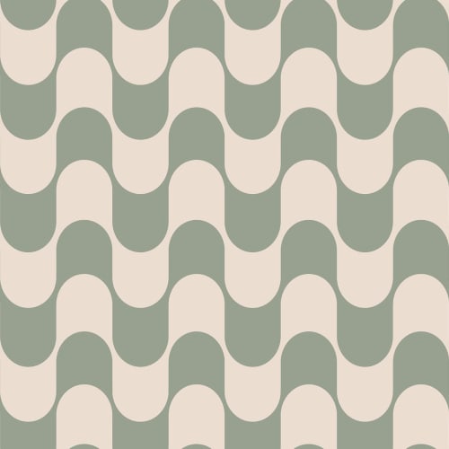 Green Groovy Retro Repeat Pattern Wallpaper