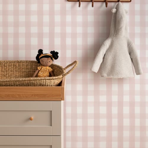 Roze Gingham Behang