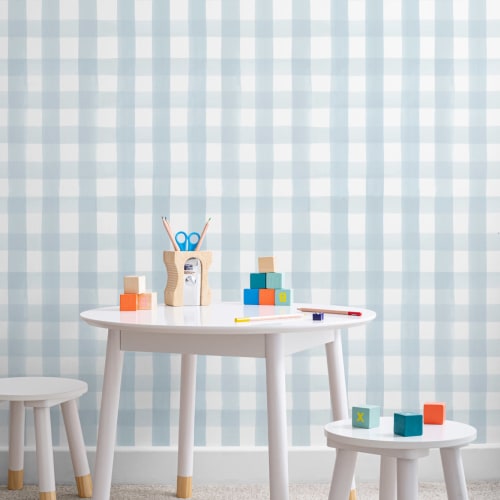 Blå Gingham Bakgrunn