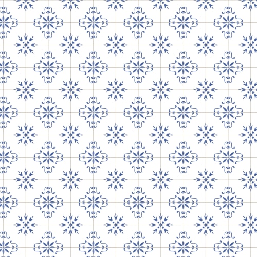 Blå Azulejo Pattern Dekorativt Flis Fototapet