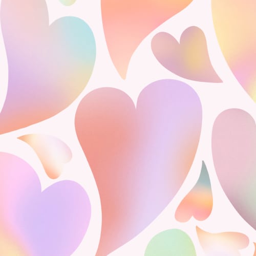 Carta da parati cuori colorati psichedelici