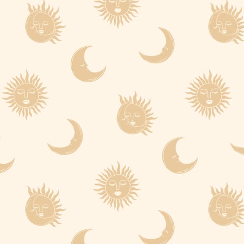 Papier peint Boho jaune soleil et lune
